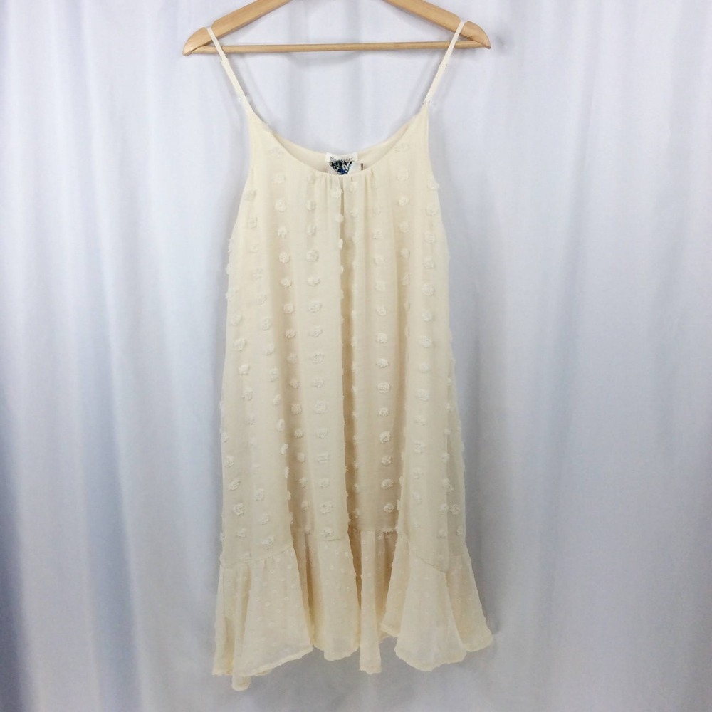 NWT Blu Pepper Eyelet Midi Tank Dress Women's Size Large Cream Ivory Sundress